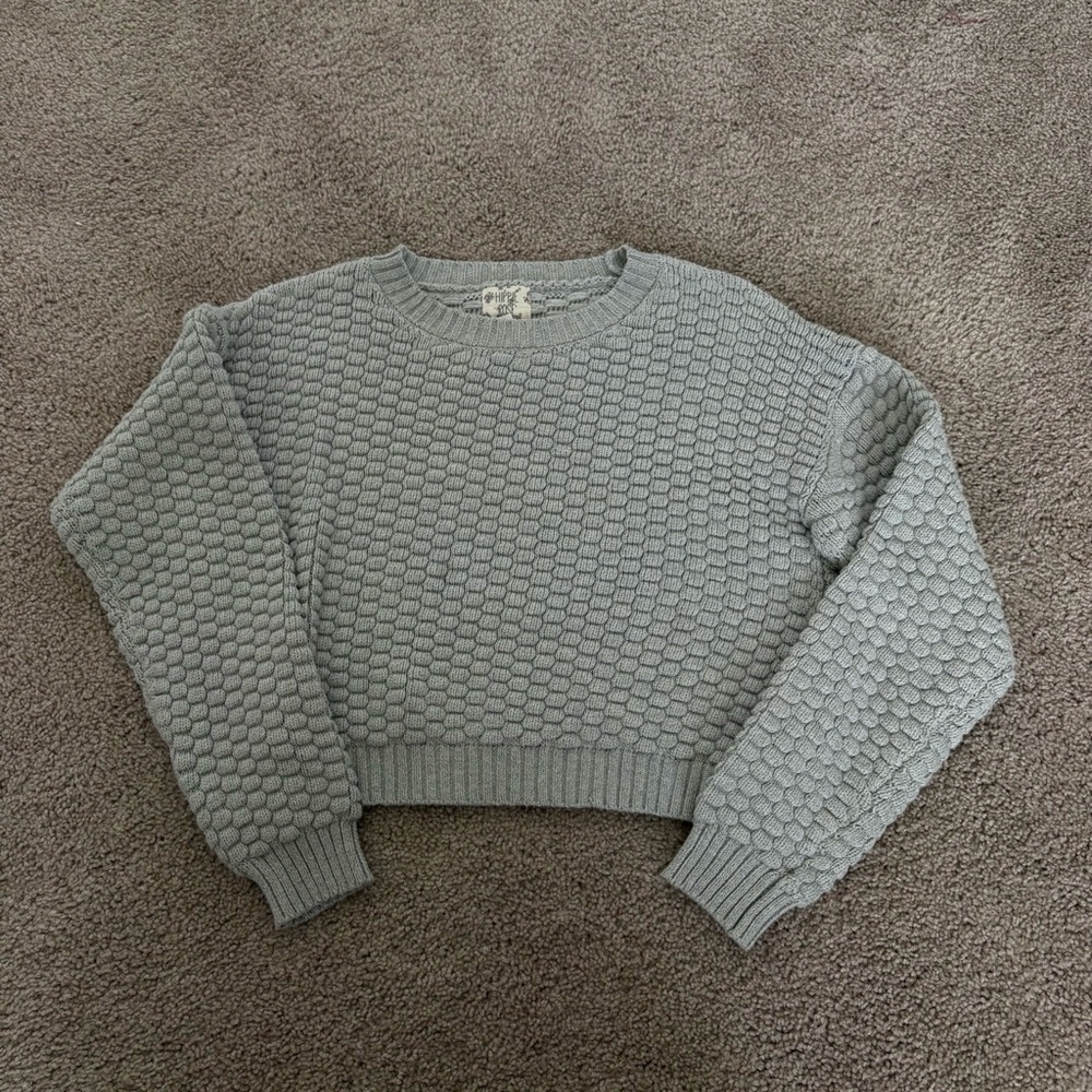 Hippie Rose Textured Gray Women's Sweater